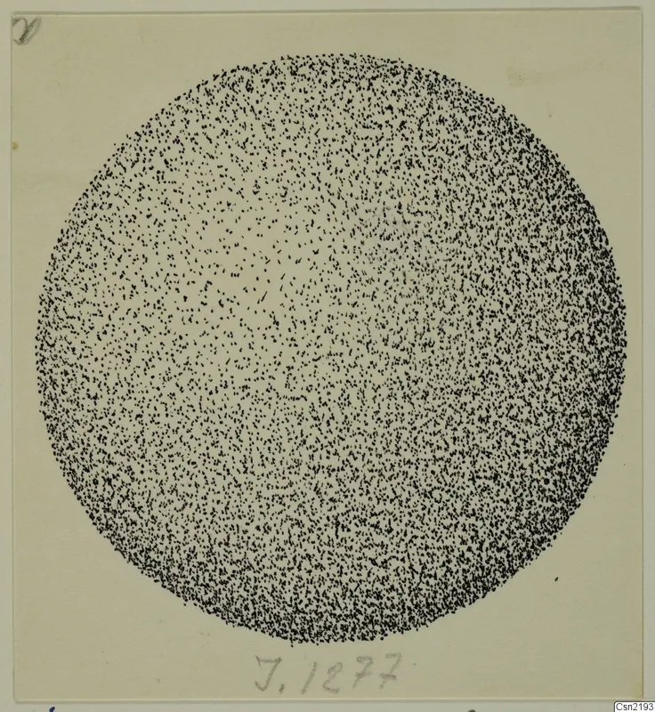 Stippled drawing of a circle made of small dots on a pale card, probably of a find.