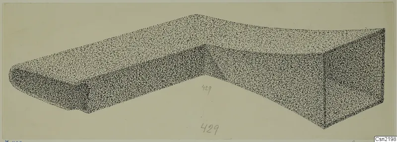 Drawing of a bronze mounting fragment from Idalion: a bent bar with a rounded end