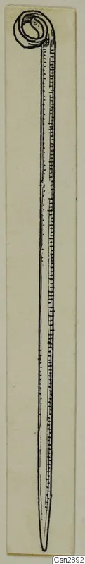 Drawing of a bronze pin with a coiled loop head, from Amathus tombs 1–9