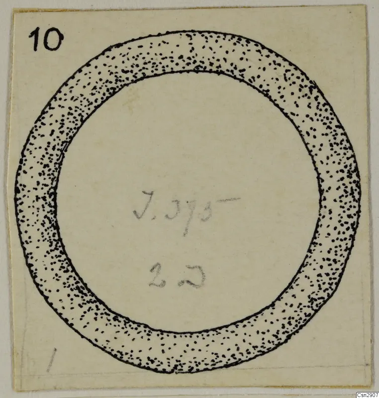 Drawing of a plain ring-shaped bronze object, stippled to show its thickness.