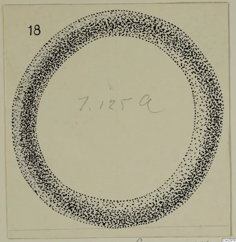 Stippled drawing of a bronze bracelet, seen as a ring-shaped band
