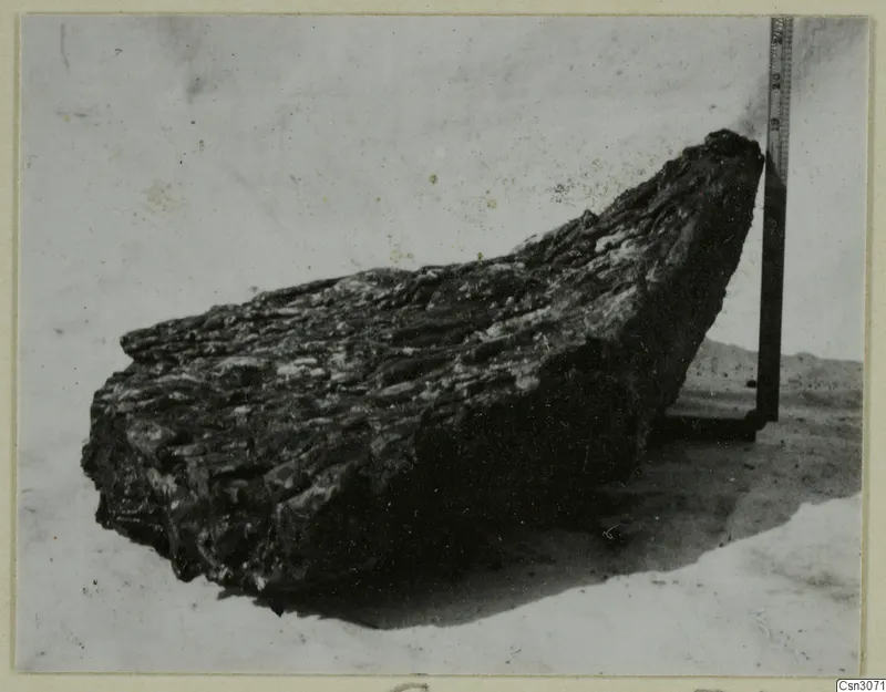 Block of slag from Skouriotissa standing beside a measuring rod