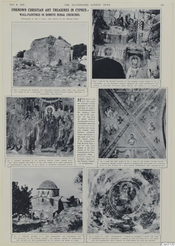 Printed page of photographs of medieval Cypriot churches and their wall-paintings