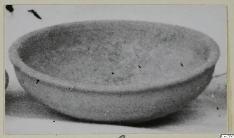 Pottery Plain White IV-V bowl, shallow and rounded, seen from the side