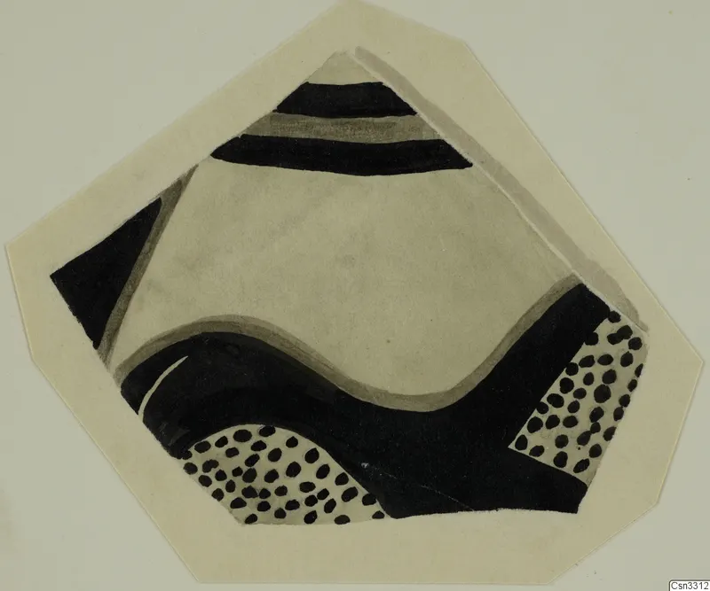 Drawing of a Lev. Hell. sherd with black bands and dotted pattern