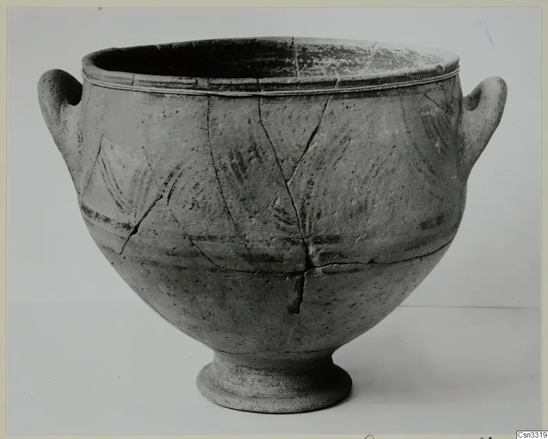 Pottery amphora-crater from Enkomi with two handles and a low foot