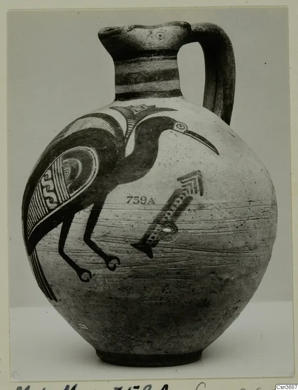 Bichrome IV jug with a painted bird and banded neck