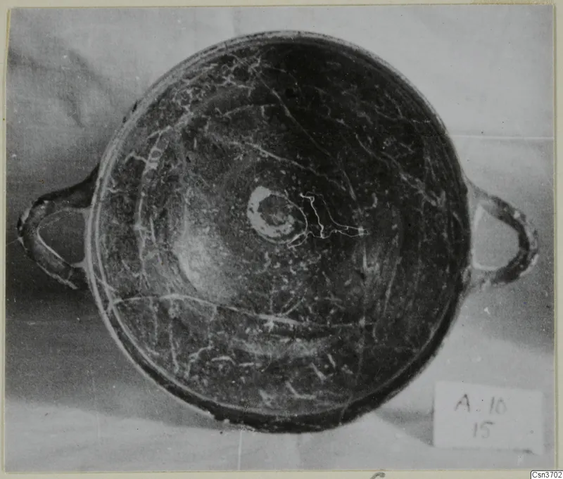Shallow two-handled bowl seen from above, from the Amathus tombs 10–26 finds