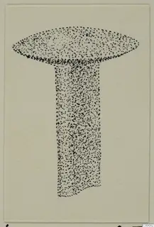 Stippled ink drawing of a T-shaped bronze toilet-requisite, C. II, with a flat oval head on a long shaft.