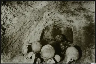 Tomb 314 at Lapithos, Vrysi tou Barba, with pottery vessels in the tomb chamber during excavation