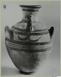 White Painted I amphora from Lapithos, Kastros tombs, with dark painted bands and three handles