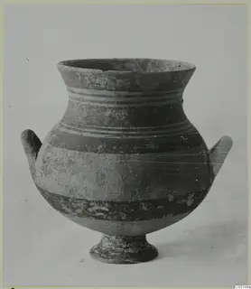 Pottery White Painted I amphora from Lapithos, with two horizontal handles and dark painted bands