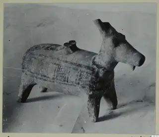 Pottery animal-shaped vessel with painted bands on its body, from Lapithos, Kastros tombs 401–415