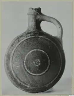 Round-bodied jug with a strap handle, Pottery Polychrome Lustrous Foreign, from the Kastros tombs at Lapithos