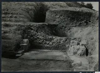 Stone steps during excavation of the theatre at Soli