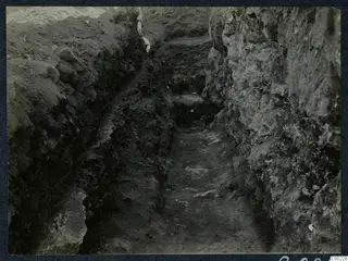 Excavation trench at the theatre at Soli, with rubble stone faces on both sides