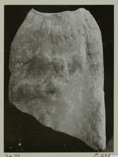 Fragment of a terracotta minor plastic object against a dark background