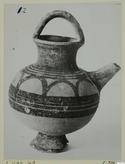 White Painted I jug with strap handle, side spout and painted bands, from Lapithos Kastros tombs