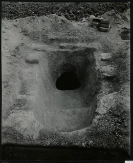 Stepped dromos leading down to the dark entrance of Tomb 317 at Lapithos