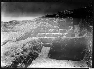 Excavated stone steps and walls at the theatre at Soli