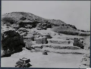 Stone steps and worked stone blocks among excavated ground at Vouni Palace