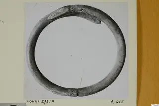Silver bracelet shaped as a snake with a scaled head, from Vouni 292