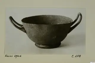 Two-handled silver cup from Vouni, a wide shallow bowl on a low ring foot
