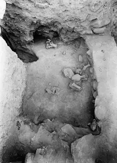 Cult deposit of pottery vessels in excavated room K 7 at Idalion, seen from above