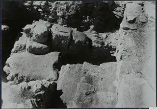 Excavated stone blocks and rubble on the Idalion acropolis during excavation