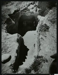 Tomb 16 at Marion after excavation, with a stepped dromos leading down to the tomb chamber entrance