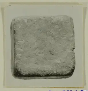 Square lead block from Idalion, seen from above on a card mount