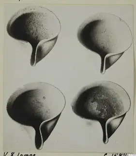 Four terracotta lamps from Vouni, shown together in a two-by-two grid