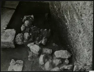 Excavated cult room at Larnaca, eastern part, with cobblestones lying on the floor
