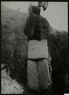 Roman water channel at Kition, covered with flat stone slabs in an excavated trench