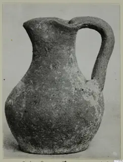 Plain pottery jug with a single loop handle and pinched spout, Pottery Plain White VII
