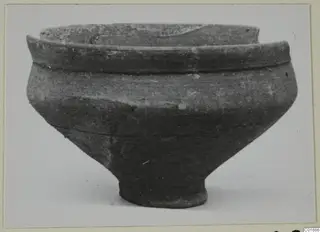 Pottery Stroke Polished Ware bowl with a narrow ring foot, seen from the side