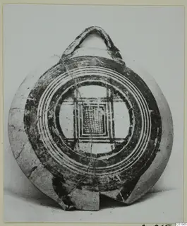 White Painted I bowl from Lapithos, shown from above with dark concentric bands and a central square motif