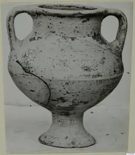 Two-handled pottery vessel on a footed base, find from Marion