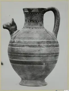 Jug with an animal-head spout, a strap handle and horizontal painted bands, from Marion