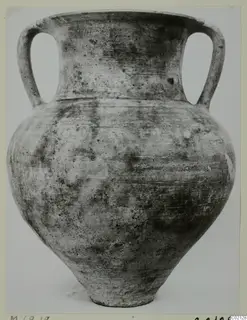 Pottery Plain White I-III amphora with two loop handles, shown upright against a plain grey background