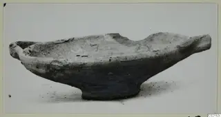 Plain White I-III bowl from Marion with a handle, shown in side view against a light background