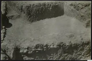 Excavation trench at Ayios Iakovos with exposed stones in the floor of the cutting