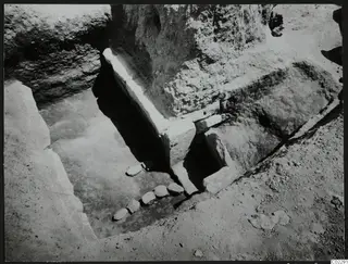 Excavation trench at Amathus with a stone construction of slabs and blocks