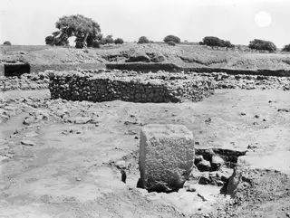 Altar 50 and temenos wall at Ayia Irini, seen from the north across an excavated area