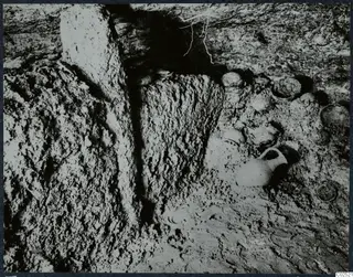 Tomb 10 at Enkomi, tomb chamber with vessels in situ during excavation