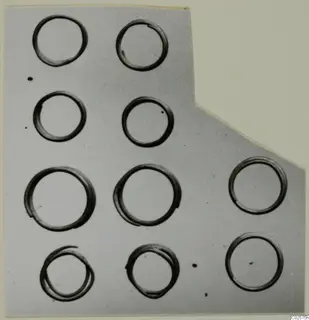 Bronze Age gold and silver rings from Enkomi: ten thin wire rings arranged in rows