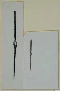 Two photographic prints of pins mounted on a card, from Enkomi