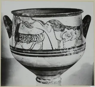 Pottery amphora-crater from Enkomi with a frieze of animals painted around its body