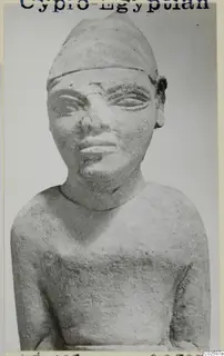 Limestone Cypro-Egyptian statue of a figure in a tall headdress, from Ayia Irini