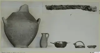 Pottery vessels and an iron knife blade from Marion Tomb 29